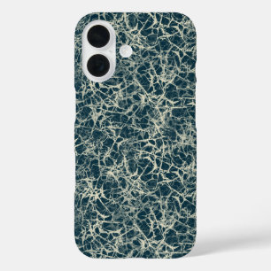 Vernetzte Neuronen auf Türkis - nahtloses Muster. iPhone 16 Hülle