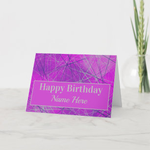 Vernetzung am Abstrakten Geburtstag in rosa Geomet Karte