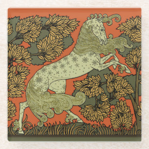 Verneuil Art Nouveau Pferd: Vintage-Reitkunst Glasuntersetzer