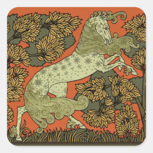 Verneuil Art Nouveau Pferd: Vintage-Reitkunst Quadratischer Aufkleber
