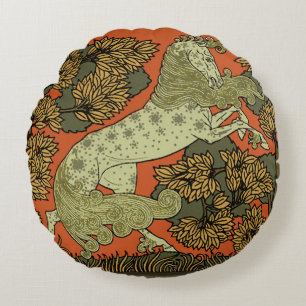 Verneuil Art Nouveau Pferd: Vintage-Reitkunst Rundes Kissen