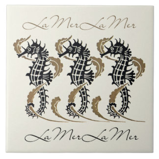 Verneuil Art Nouveau Seepferd Art Tile Trivet Fliese