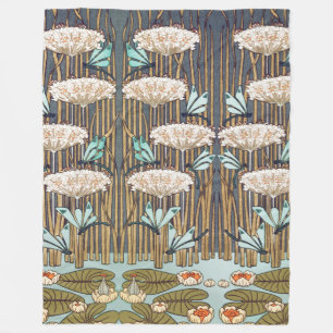 Verneuil Dragonfly Water Lily Art Nouveau: Vintage Fleecedecke