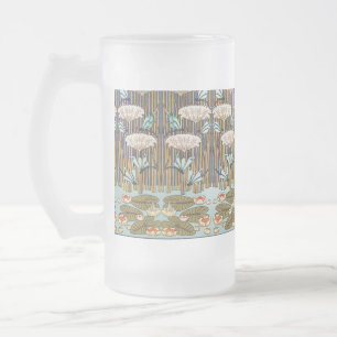 Verneuil Dragonfly Water Lily Art Nouveau: Vintage Mattglas Bierglas