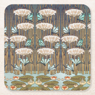 Verneuil Dragonfly Water Lily Art Nouveau: Vintage Rechteckiger Pappuntersetzer
