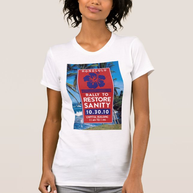 Vernunfts-Plakat mit Strand T-Shirt (Vorderseite)
