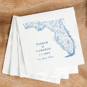 Vero Beach Florida Karte Elegant Hochzeit Serviette