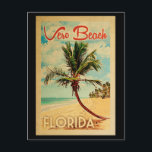 Vero Beach Florida Palm Tree Beach Vintage Reisen Postkarte<br><div class="desc">Vero Beach Florida Design im Vintage Travel Stil mit einer Palme am Strand mit Ozean und Himmel.</div>