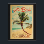 Vero Beach Florida Palm Tree Beach Vintage Reisen Postkarte<br><div class="desc">Vero Beach Florida Design im Vintage Travel Stil mit einer Palme am Strand mit Ozean und Himmel.</div>