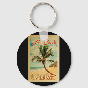 Vero Beach Florida Palm Tree Beach Vintage Reisen Schlüsselanhänger