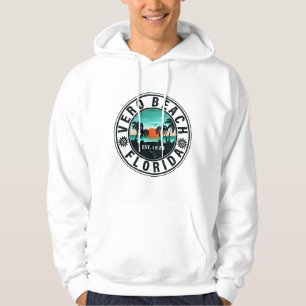 Vero Beach Florida Palm Tree Retro Sunset 60er Hoodie
