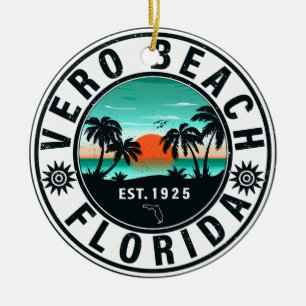 Vero Beach Florida Palm Tree Retro Sunset Souvenir Keramik Ornament