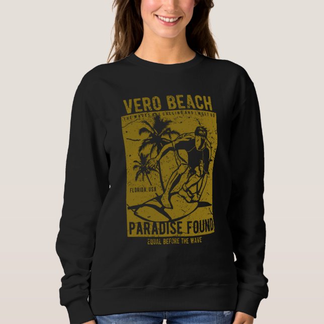 Vero Beach Florida Retro Distressed Style Souvenir Sweatshirt (Vorderseite)