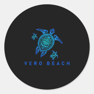 Vero Beach Florida Sea Blue Tribal Turtle Runder Aufkleber