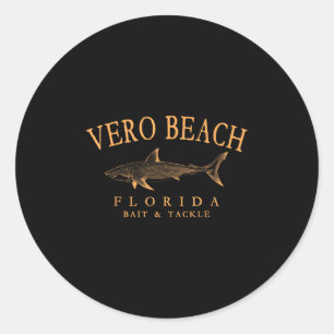 Vero Beach Florida Shark Retro Arched Orange Lette Runder Aufkleber