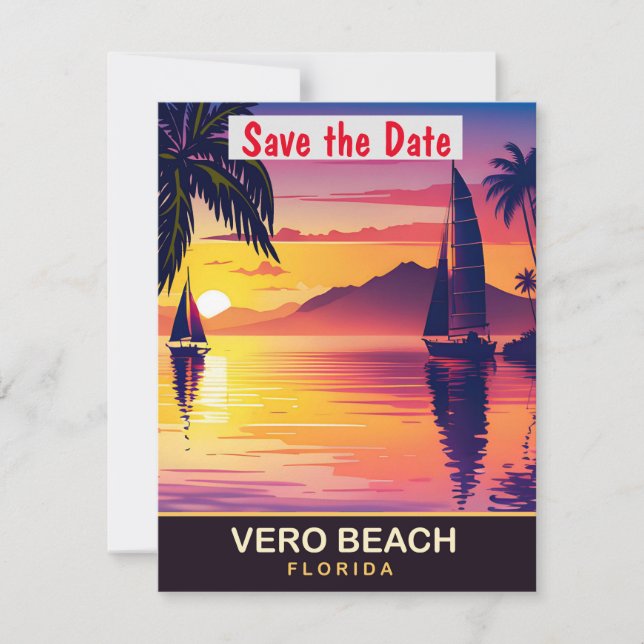 Vero Beach, Florida, Travel Postcard, Save The Date (Vorderseite)