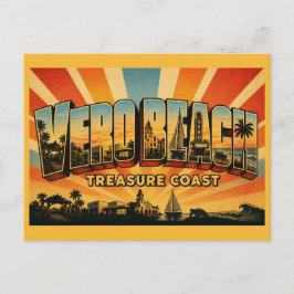 Vero Beach Florida Treasure Coast Vintage Kunst Postkarte