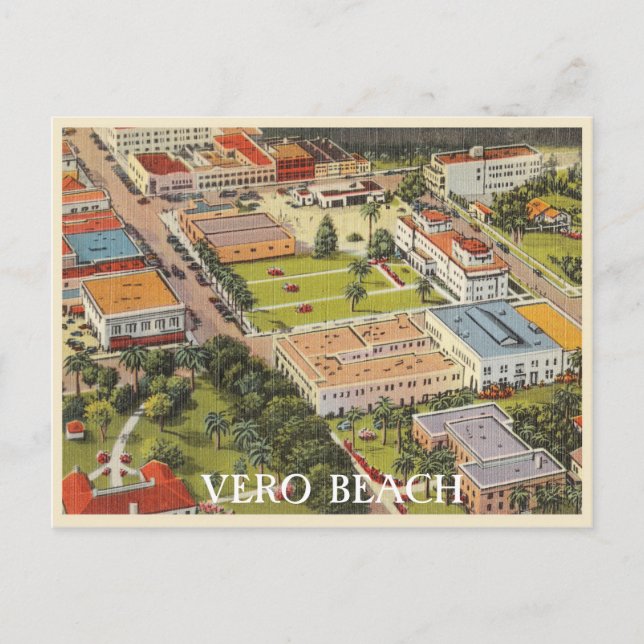 Vero Beach, Florida, Vintages Stadtzentrum Postkarte (Vorderseite)