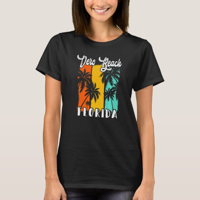 Vero Beach Palm Trees Beach Florida Retro Vacation T-Shirt (Vorderseite)