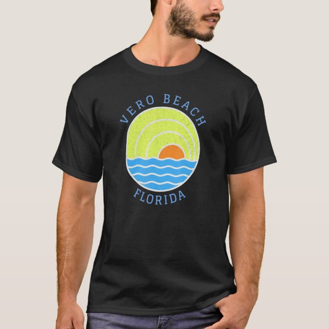 Vero Beach Retro Sunset T-Shirt (Vorderseite)