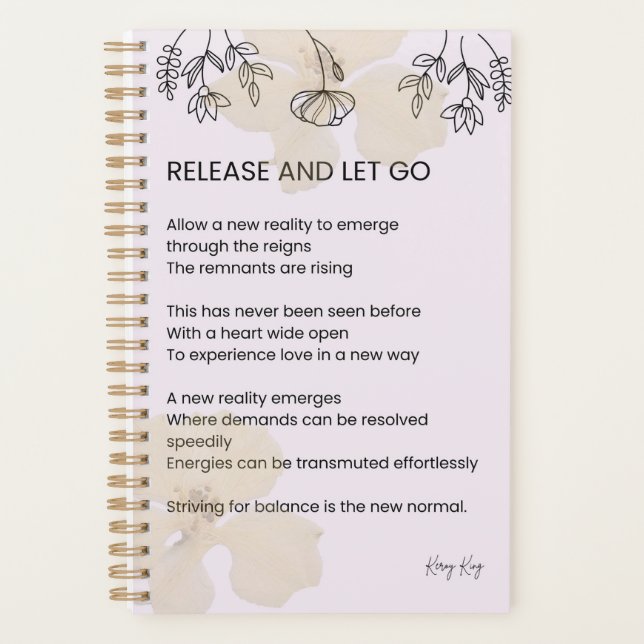 Veröffentlichung und lass - Gedicht zur Selbstverw Planer (Vorderseite)