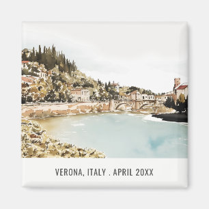 Verona Adige Fluss Italien Wasserfarbe Italien Rei Magnet