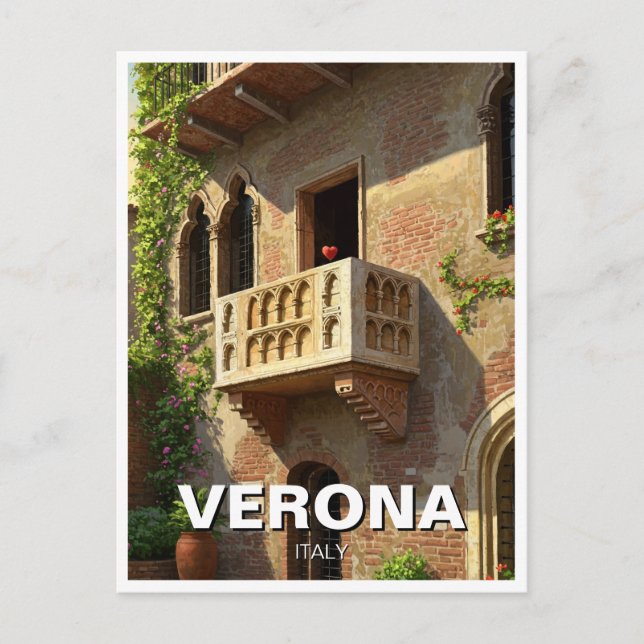 Verona Balcony Italien Reisen Postkarte (Vorderseite)