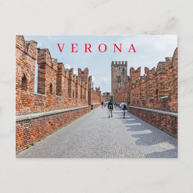 Verona Castelvecchio Brücken Aussichtskarte Postkarte (Vorderseite)