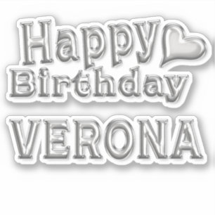 Verona Happy Birthday silver Aufkleber Sticker