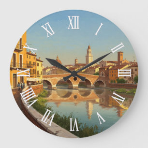 Verona Italien Brücke Reise Große Wanduhr