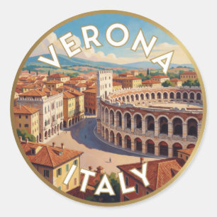 Verona Italien Historische Reiseszene ☀️ Runder Aufkleber