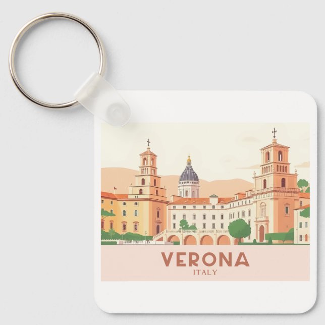 Verona Italien Pastel Travel - Julias Balkon Schlüsselanhänger (Vorderseite)
