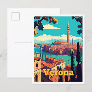 Verona Italien Reise Kunst Vintage-Illustration Postkarte