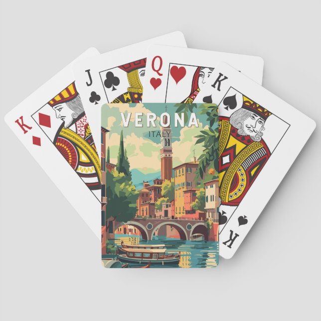 Verona Italien Reisen Kunst Vintag Spielkarten (Rückseite)