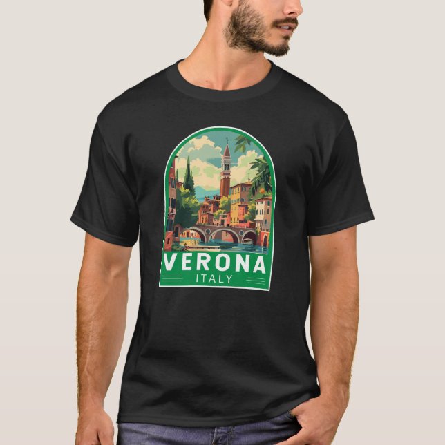 Verona Italien Reisen Kunst Vintag T-Shirt (Vorderseite)