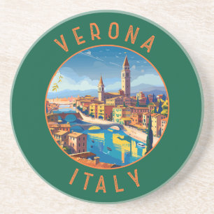 Verona Italien Retro Distressed Circle Getränkeuntersetzer