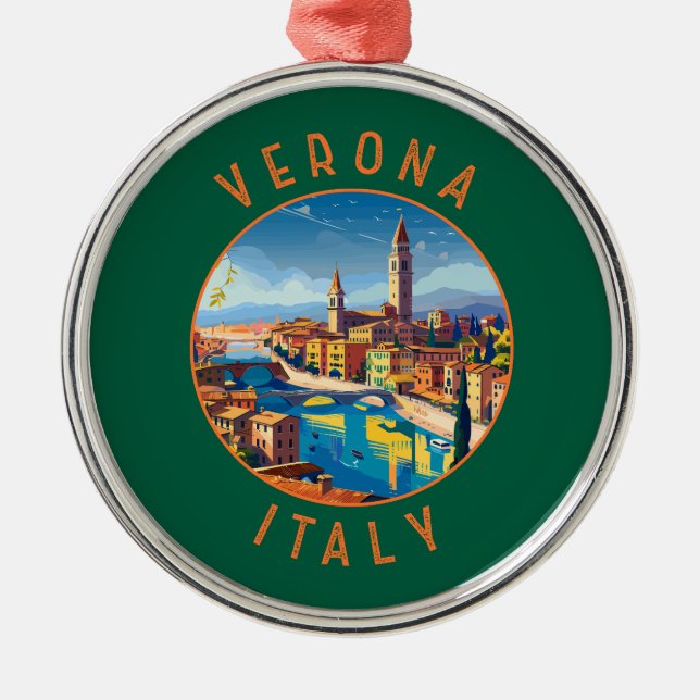 Verona Italien Retro Distressed Circle Ornament Aus Metall (Vorne)