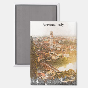 Verona Italien Silhouette Wasserfarben Magnet