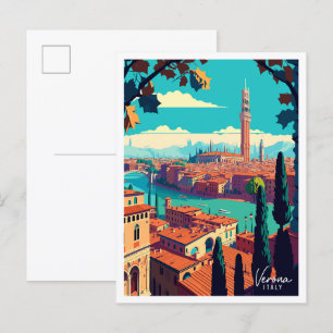 Verona Italien Vintage Reise Illustration Postkarte