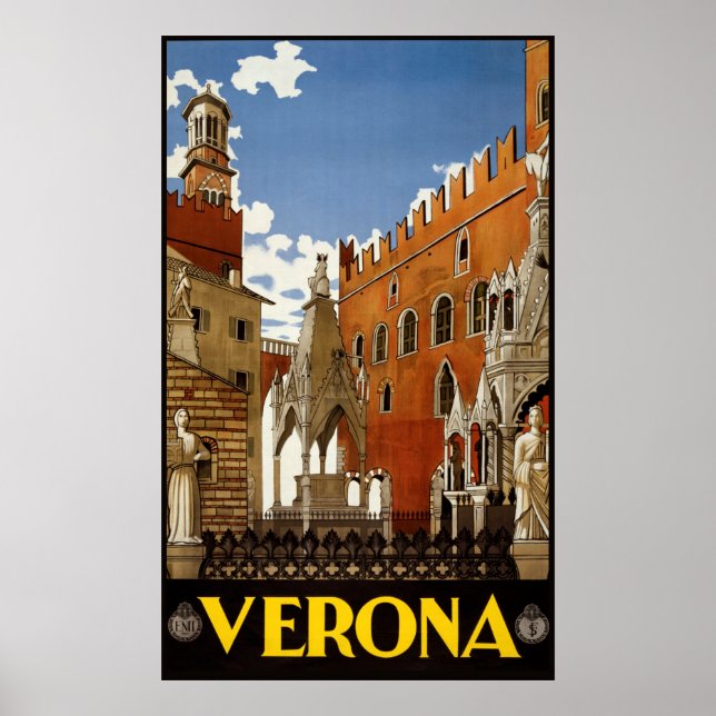 Verona, Italien Vintage Travel Poster (Vorne)