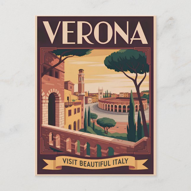 Verona Italy vintage Postkarte (Vorderseite)