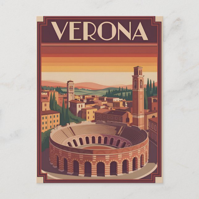 Verona Italy vintage Postkarte (Vorderseite)