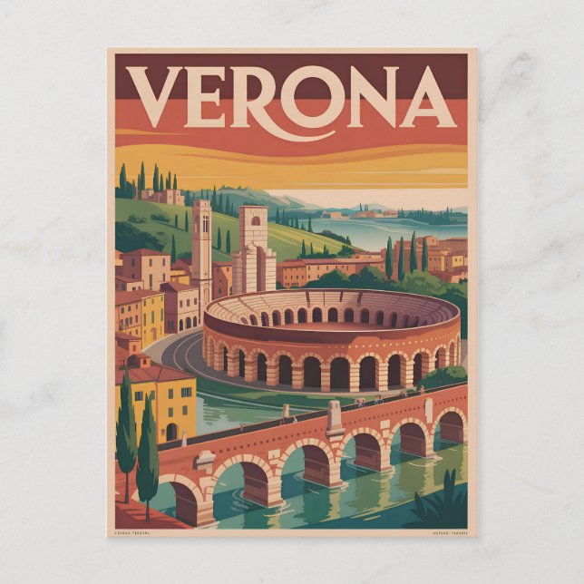 Verona Italy vintage Postkarte (Vorderseite)
