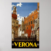 Verona Italy Vintage Travel Poster