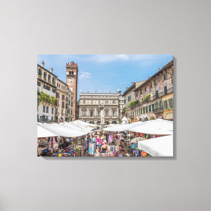 Verona Piazza Erbe Ansicht Leinwand