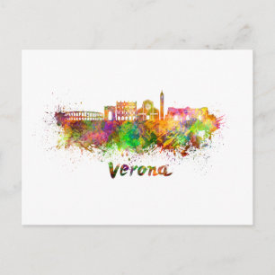 Verona skyline im Watercolor Postkarte