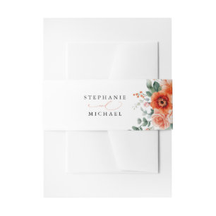 Verona Sunset Bright Orange Moderne Blumenhochzeit Einladungsbanderole