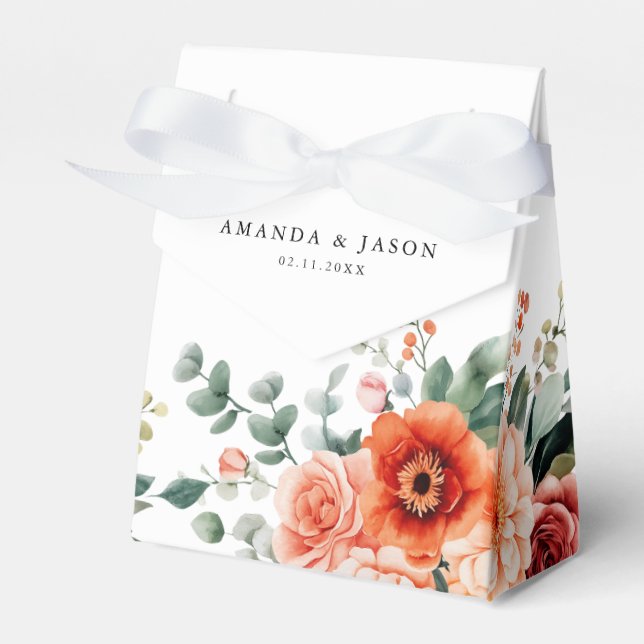 Verona Sunset Bright Orange Moderne Blumenhochzeit Geschenkschachtel (Vorderseite)