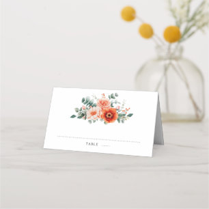 Verona Sunset Bright Orange Moderne Blumenhochzeit Platzkarte