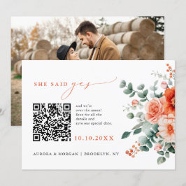 Verona Sunset Bright Orange Modernes Foto QR Code Save The Date